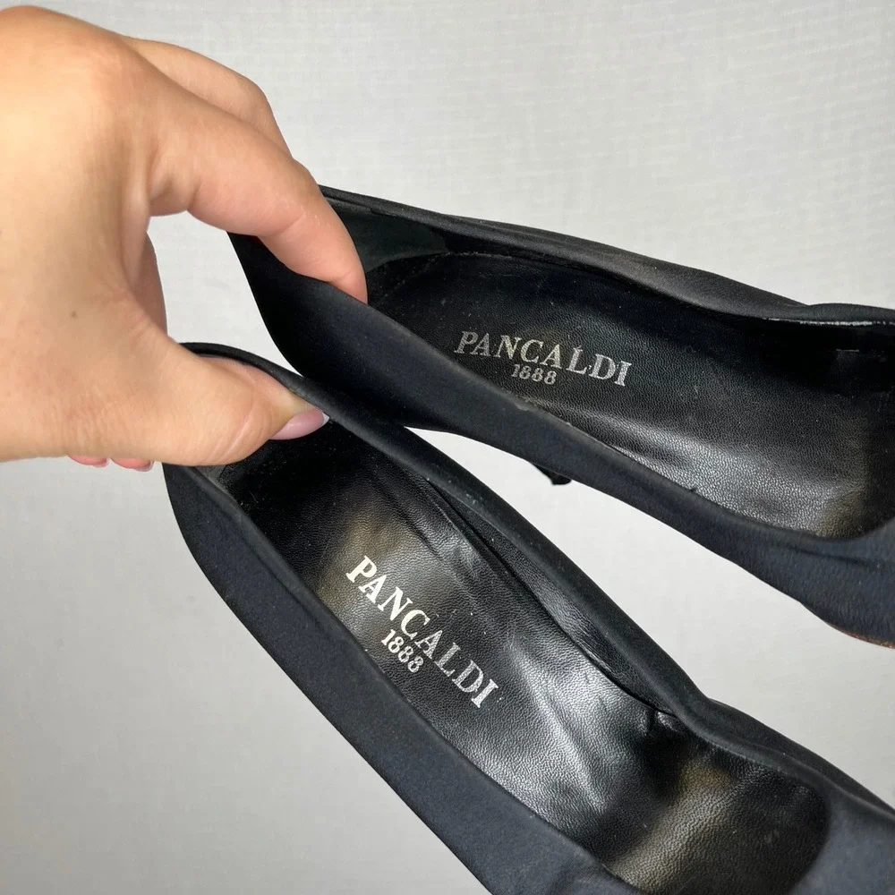 Pancaldi 1888 Women's Black Heels Pointed Toe Classic Pumps Dress‎ Shoes 8B - Picture 3 of 9